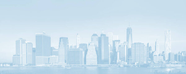 Light blue image of Manhattan. Morning New York City skyline panorama