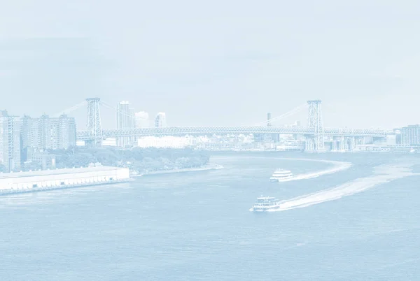 Ljus Blå Bilden New York City Med Manhattan Bridge Över — Stockfoto