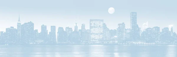 Светло Голубое Изображение Манхэттена Поздним Вечером Панорама Нью Йорка — стоковое фото