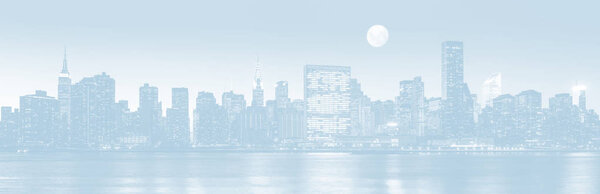 Light blue image of Manhattan. Late evening New York City skyline panorama