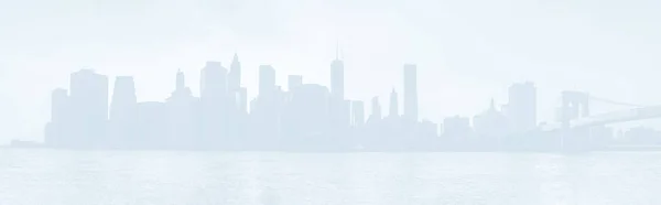 Imagem Azul Clara Silhuetas Manhattan Manhã Cedo Panorama Horizonte Cidade — Fotografia de Stock