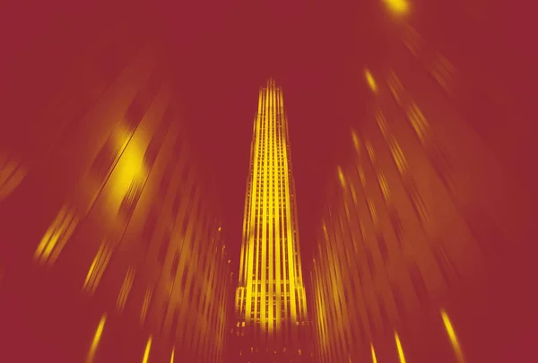 Duplexové Rozmazaný Obrázek Manhattanu Noci Osvětlení Noční Světla Města New — Stock fotografie