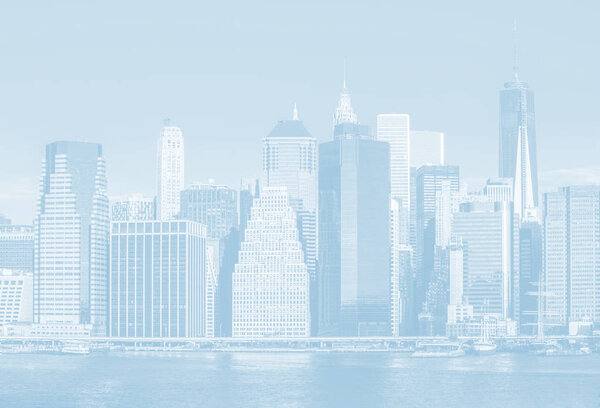 Light blue image of Manhattan. Morning New York City skyline