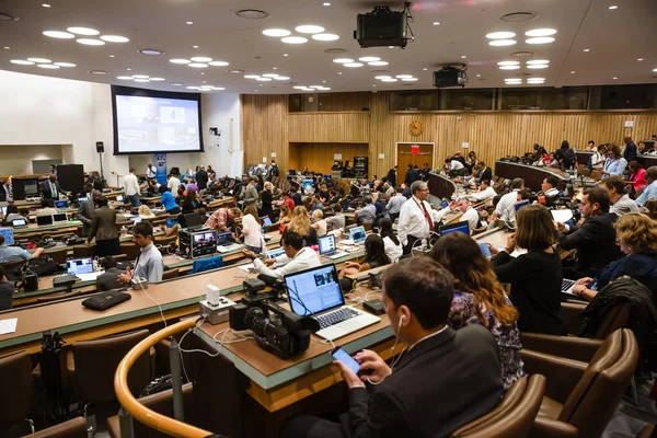 美国纽约 2016年9月19日 联合国大会在纽约的第七十一届会议新闻中心 — 图库照片