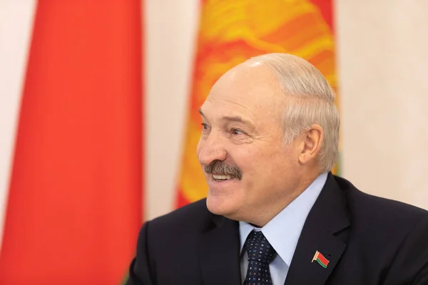 Gomel Bělorusko Října 2018 Prezident Běloruska Alexandr Lukašenko Při Setkání — Stock fotografie