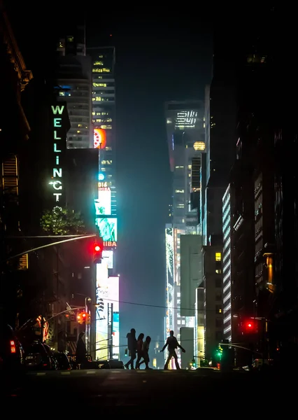 夜のニューヨーク アメリカ合衆国 2016 ニューヨーク市の通り 光と影のニューヨーク 夜のマンハッタンの路上広告のライト — ストック写真