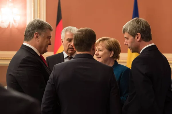 Kiev Ukraine Nov 2018 Presidente Ucrânia Petro Poroshenko Chanceler Federal — Fotografia de Stock