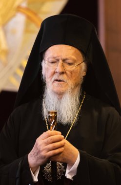 Istanbul, Türkiye - 03 Kasım 2018: Ekümenik Patrikhanesi ve bir toplantı sırasında Başkan Ukrayna Petro Poroshenk ile onun All-kutsal Ekümenik Patrik Bartholomeos