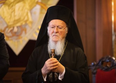 Istanbul, Türkiye - 03 Kasım 2018: Ekümenik Patrikhanesi ve bir toplantı sırasında Başkan Ukrayna Petro Poroshenk ile onun All-kutsal Ekümenik Patrik Bartholomeos