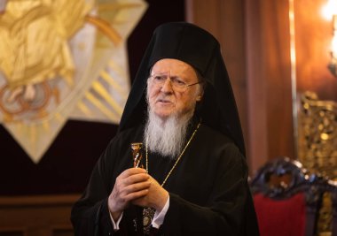 Istanbul, Türkiye - 03 Kasım 2018: Ekümenik Patrikhanesi ve bir toplantı sırasında Başkan Ukrayna Petro Poroshenk ile onun All-kutsal Ekümenik Patrik Bartholomeos