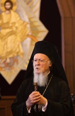 Istanbul, Türkiye - 03 Kasım 2018: Ekümenik Patrikhanesi ve bir toplantı sırasında Başkan Ukrayna Petro Poroshenk ile onun All-kutsal Ekümenik Patrik Bartholomeos