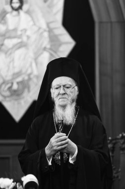 Istanbul, Türkiye - 03 Kasım 2018: Ekümenik Patrikhanesi ve bir toplantı sırasında Başkan Ukrayna Petro Poroshenk ile onun All-kutsal Ekümenik Patrik Bartholomeos