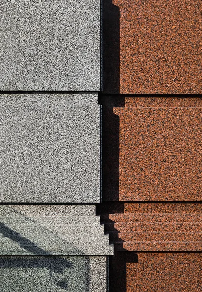 Light Shadows Surface Granite Wall Building Close View Part Building — Stock Photo, Image