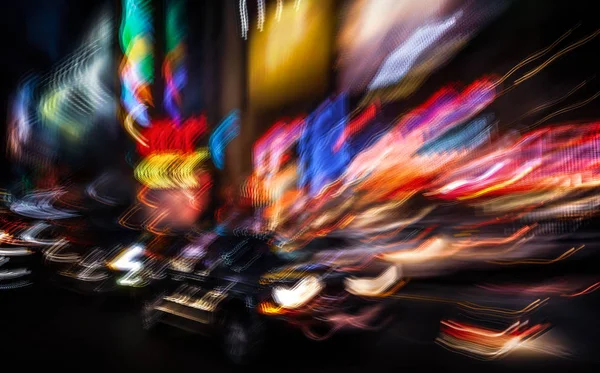 Освещение Ночники Нью Йорка Абстрактное Изображение Неоновых Огней Улицах Нью — стоковое фото