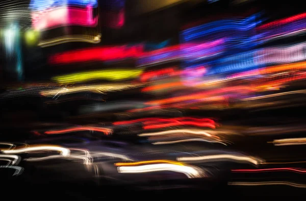 Oświetlenie Nocne Światła Nyc Abstrakcyjny Obraz Neonów Ulicach Nowego Jorku — Zdjęcie stockowe