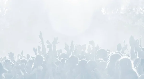 Crowd Spectators Concert Light Blue Tonality High Key Background People — Stock Photo, Image