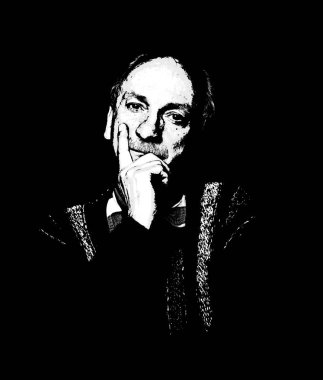 Yorgun bir ifade ile yakışıklı komuta sizde. Yüksek kontrast görüntü yaşlı bir adam. Çağdaş sanat ve poster tarzı görüntü.