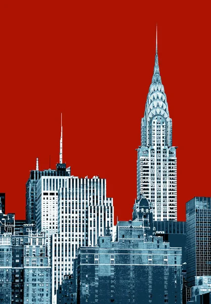 뉴욕의 크라이슬러 빌딩입니다 포스터 스타일 — 스톡 사진