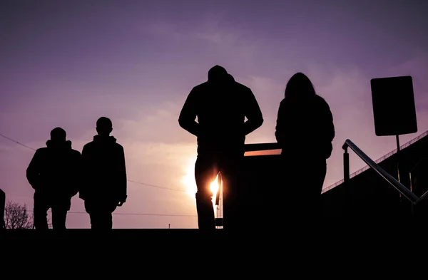 Life Style Concept Licht Schaduwen Stad Silhouetten Van Mensen Lopen — Stockfoto