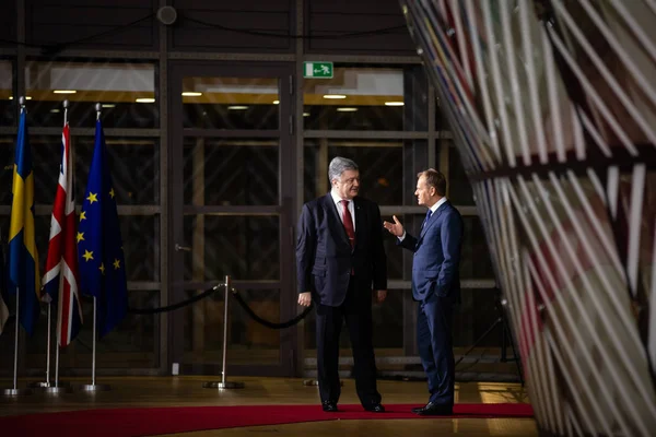 Brüssel Belgien 2018 Präsident Petro Poroschenko Und Präsident Des Europarates — Stockfoto