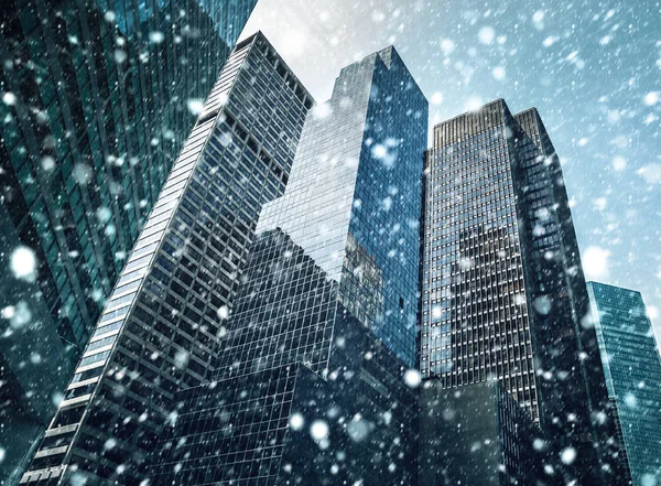 New York City. Winter concept. Falling snow in NYC. Winter Manhattan in the snowfall