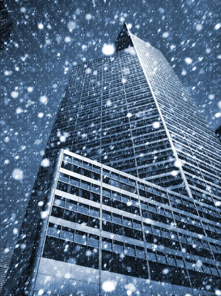 New York City. Winter concept. Falling snow in NYC. Winter Manhattan in the snowfall