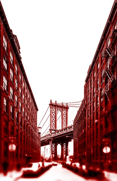 Ponte Manhattan Empire State Building Vistos Brooklyn Nova Iorque Imagem — Fotografia de Stock