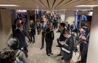 Davos, İsviçre - 23 Ocak 2019: Çalışma anlar Dünya Ekonomik Forumu yıllık toplantısında Davos, İsviçre