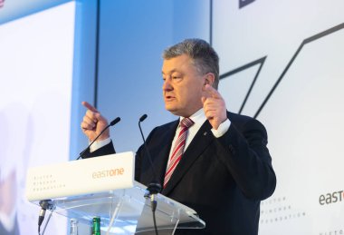 Davos, İsviçre - 24 Ocak 2019: Dünya Ekonomik Forumu yıllık toplantı 2019 Davos, İsviçre, Ukrayna Petro Poroshenko Başkanı