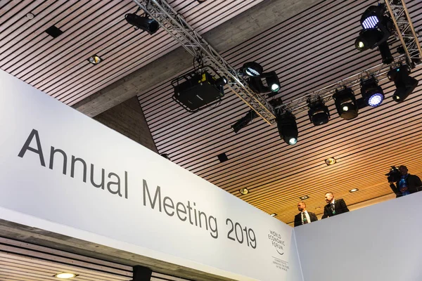 Davos Suíça Janeiro 2019 Momentos Trabalho Durante Reunião Anual Fórum — Fotografia de Stock