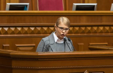 Kiev, Ukrayna - 07 Şubat 2019: Lideri Ukrayna, Kiev Verkhovna Rada bir toplantı sırasında Batkivshchyna kanadına Yulia Timoşenko