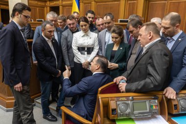 Kiev, Ukrayna - 07 Şubat 2019: Radikal parti Oleg Lyashko Ukrayna, Kiev Verkhovna Rada bir toplantı sırasında lideri