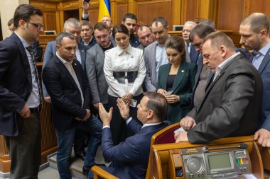 Kiev, Ukrayna - 07 Şubat 2019: Radikal parti Oleg Lyashko Ukrayna, Kiev Verkhovna Rada bir toplantı sırasında lideri