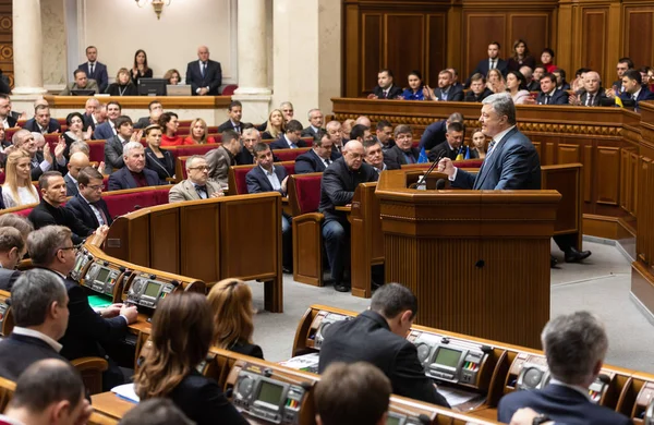 Kiev Ucrania Febrero 2019 Presidente Ucrania Petro Poroshenko Durante Una —  Fotos de Stock