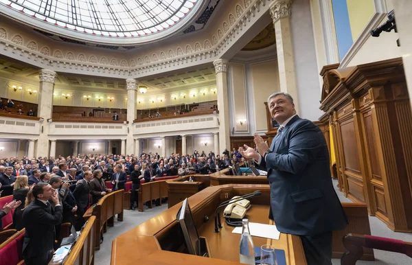 Kiev Ucrania Febrero 2019 Presidente Ucrania Petro Poroshenko Durante Una —  Fotos de Stock