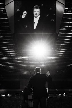 Kiev, Ukrayna - 09 Şubat 2019: Başkan, Ukrayna Petro Poroshenko Kiev açık diyalog kamu forumda sırasında