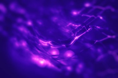 Son moda neon renklerde arka plan bulanık. Soyut ışıklar. Neon ışık. Neon ışıkları bokeh. Pembe ve mavi arka plan ile neon trendy renkler. Çizgiler ve hafif lekeler.