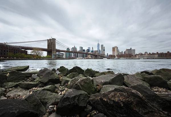 New York Usa Aprile 2016 Skyline Manhattan Con Brooklyn Bridge — Foto Stock