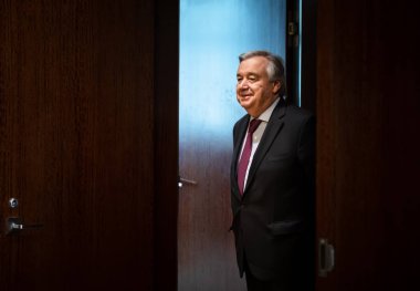 New York, ABD - 20 Şubat 2019: BM Genel Sekreteri Antonio Guterres New York'ta BM genel kurulda