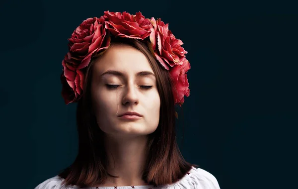 Chorando menina com lágrimas — Fotografia de Stock