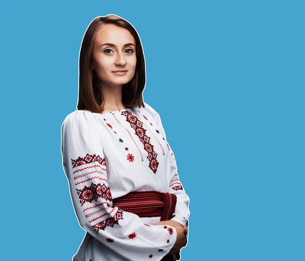 Ung pige i ukrainsk nationaldragt - Stock-foto