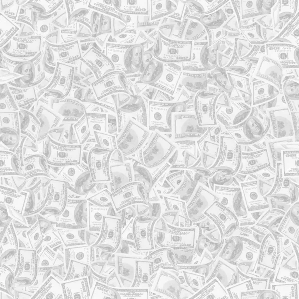 Background with money. Seamless texture of 100 dollar bills in light gray tonality