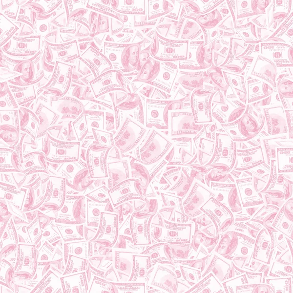 背景与金钱 时尚轻粉色调的 100 美元钞票的无缝纹理 — 图库照片