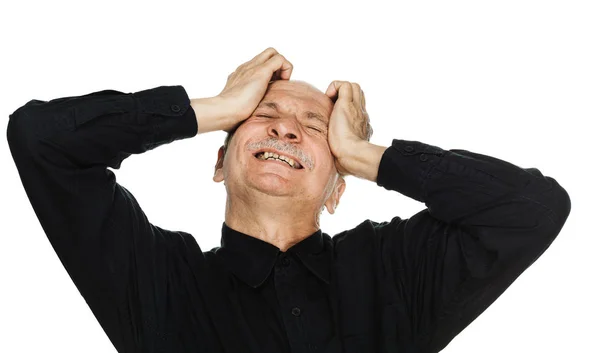Starszy mężczyzna cierpi na bóle głowy — Zdjęcie stockowe