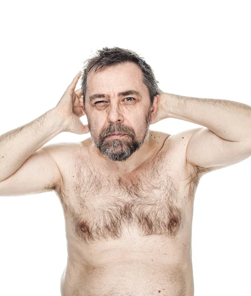 Portrait of a man with a naked torso — Stock Photo, Image