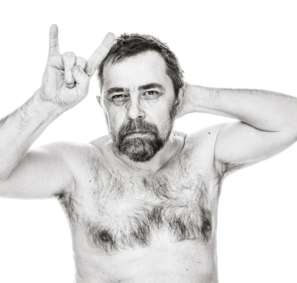 Portret van een man met een naakte torso — Stockfoto