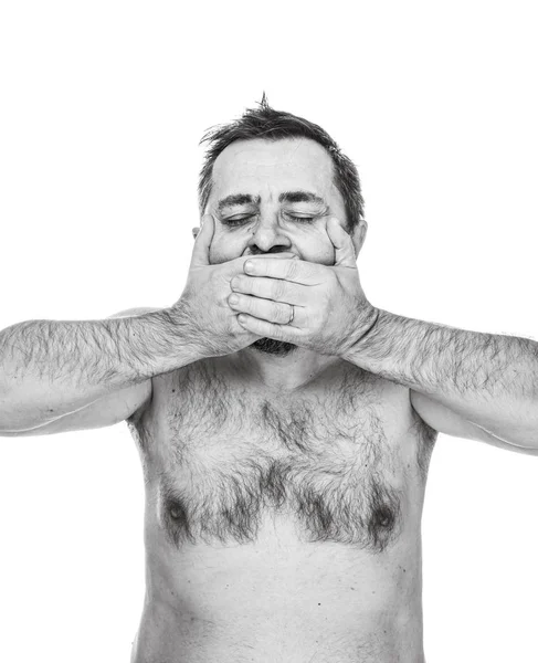 Porträtt av en man med naken torso — Stockfoto