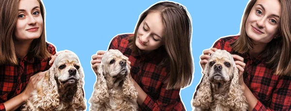 Jovem mulher com um cão — Fotografia de Stock