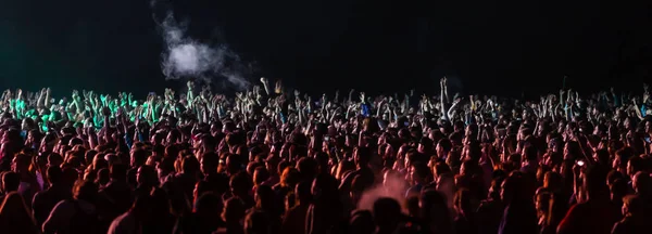 Espectadores em um concerto à noite — Fotografia de Stock