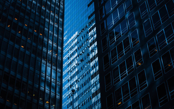 NEW YORK, USA - Apr 27, 2016: Close-up facade of a skyscrapers in Manhattan, New York City, USA
